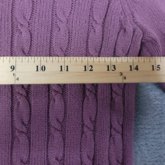 Loft Womens Sweater Pullover Solid Purple Long Sleeve Turtleneck Cable Knit‎ XS - Picture 3 of 7
